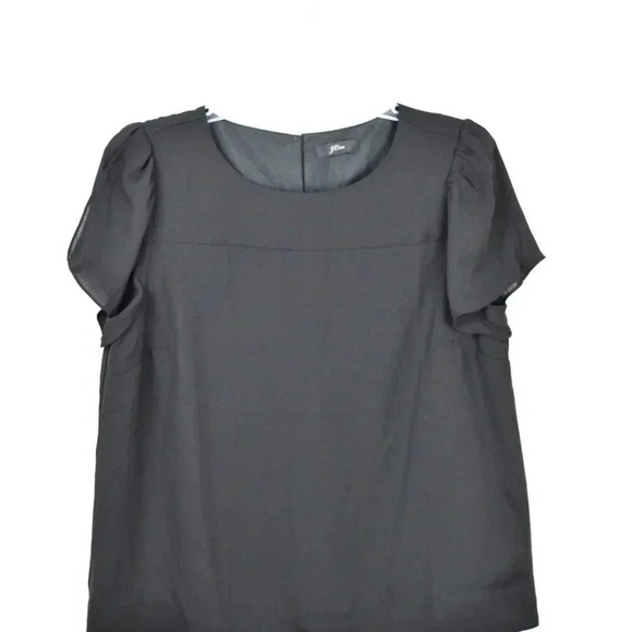 NWOT J.Crew black lined short sleeves top - Picture 1 of 6